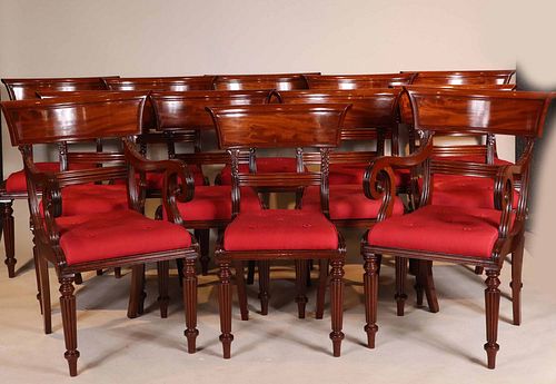 Twelve Regency Mahogany Dining Chairs
