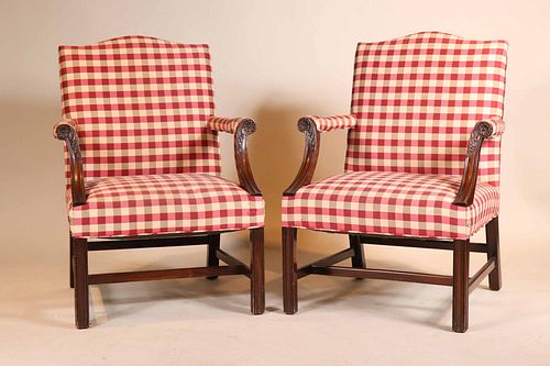 Pair of George III Style Mahogany Library Chairs 