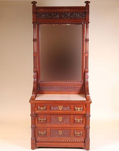 Victorian Mahogany Marble Top Chest with Mirror