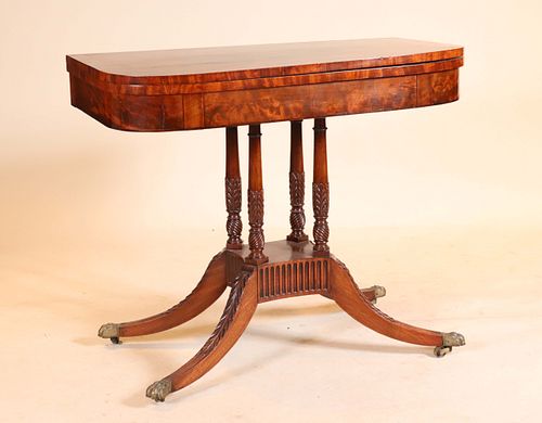 Federal Style Mahogany Swivel-Top Games Table