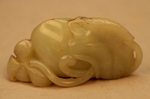 19th C. Chinese Jade Floral Carving.