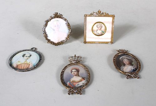 Five Portrait Miniatures of Ladies