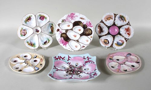 Six Porcelain Oyster Plates