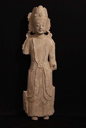 Chinese Early Carved Stone Standing Buddha