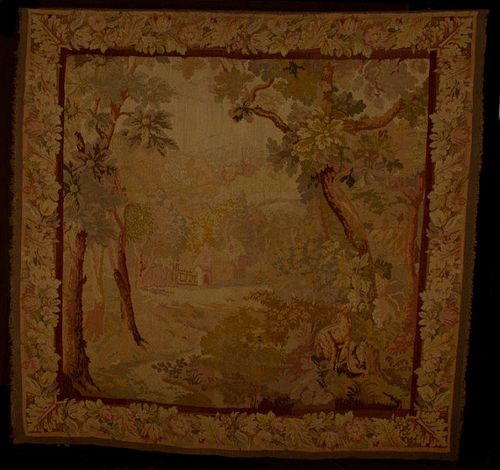 WOOL PASTORAL TAPESTRY, 18TH C