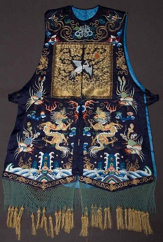 MAN'S VEST WITH RANK BADGE, CHINA, 19TH C