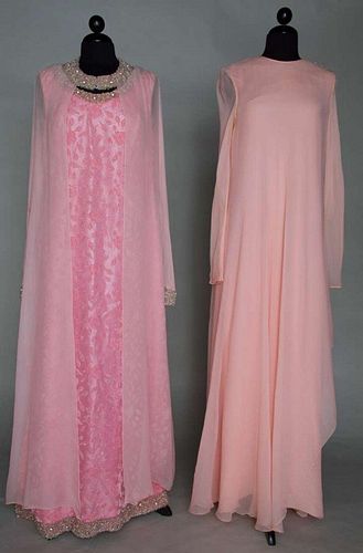 THREE PINK STAVROPOULOS EVENING GARMENTS, 1970s