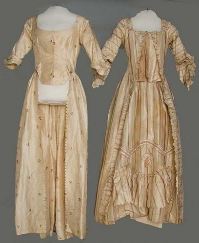 TWO CREAM SILK GOWNS, 1775-1780