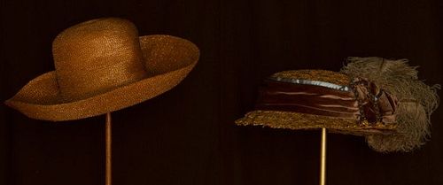 TWO LARGE NATURAL STRAW HATS, 1904 & 1910