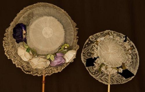 TWO WIDE BRIM CREAM HATS, 1905-1910
