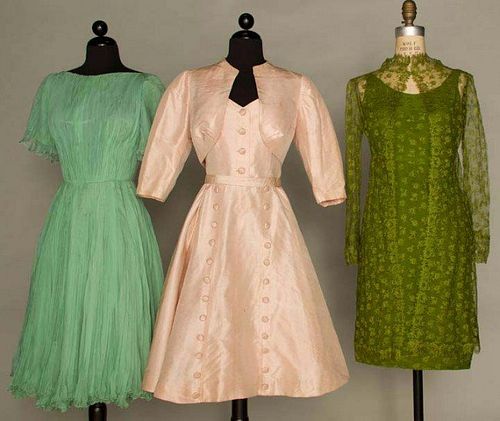 THREE DESIGNER COCKTAIL DRESSES, 1955-1966