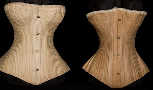 TWO ROYAL WORCESTER CORSETS, 1880s