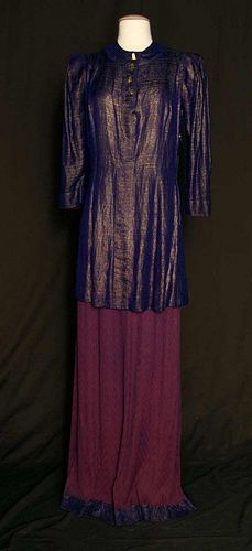 PURPLE & GOLD LAME EVENING DRESS, c. 1935