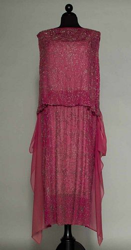 BEADED ROSE CHIFFON FLAPPER DRESS