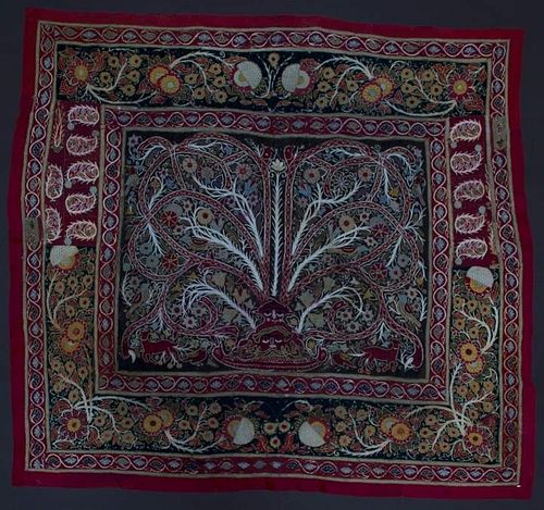 RESCHT EMBROIDERED PANEL, PERSIA, 19TH C