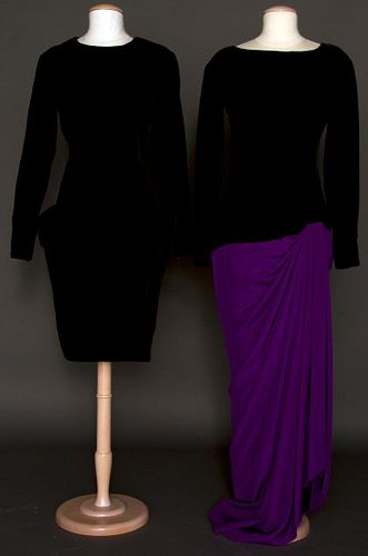 TWO COUTURE DIOR VELVET DRESSES, 1985-1987