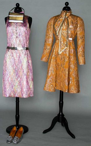 TWO DESIGNER LAME COCKTAIL DRESSES, 1960s