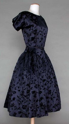 TRAINA-NORELL MIDNIGHT BLUE PARTY DRESS, c. 1955