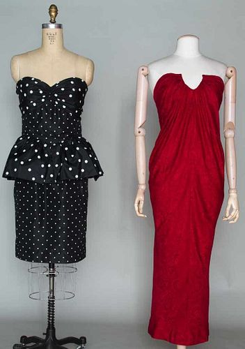 TWO DESIGNERS' SILK GOWNS, 1970s-1990
