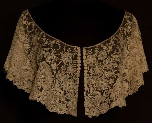 BRUSSELS MIXED LACE BERTHA, 1860-1880