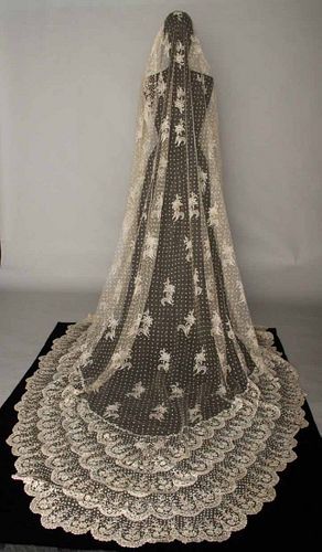 BRUSSELS MIXED LACE VEIL WITH PROVENANCE, 1870s