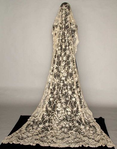 BRUSSELS MIXED LACE WEDDING VEIL, 1860-1870