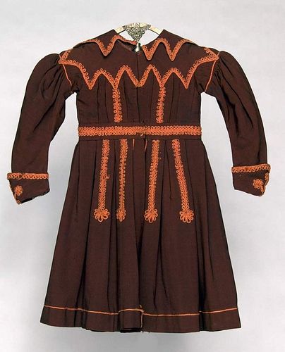 GIRL'S WOOL TWILL DRESS, LATE 1830s