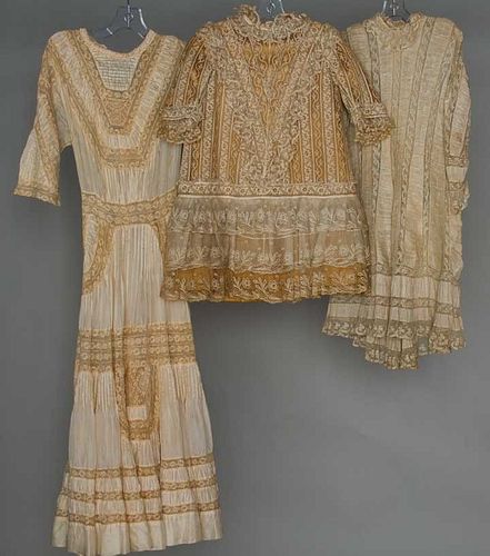 THREE YOUNG GIRLS' LACE DRESSES, 1880-1905