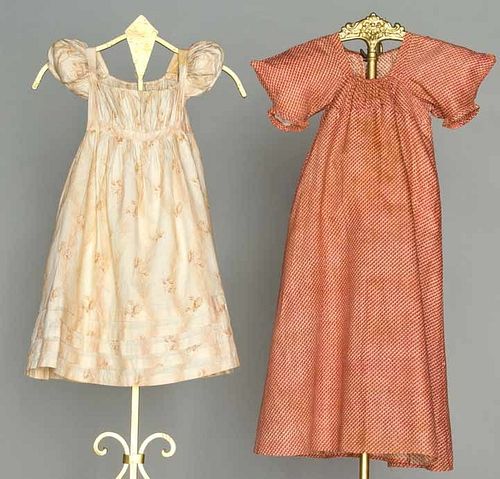 TWO INFANTS' CALICO DRESSES, 1805-1820