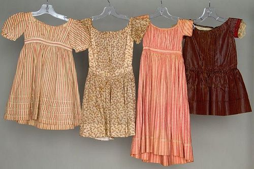 FOUR CHILDREN'S DRESSES, 1830-1860s