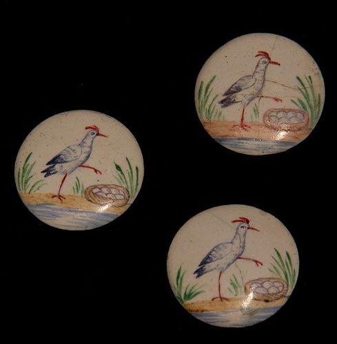 HAND PAINTED BUTTONS, LATE 19TH C