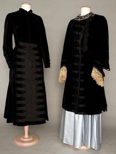 TWO BLACK VELVET COATS, 1905 & 1915