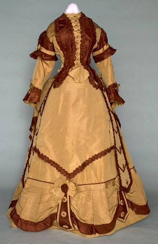SILK FAILLE BUSTLE DRESS, 1868-1872