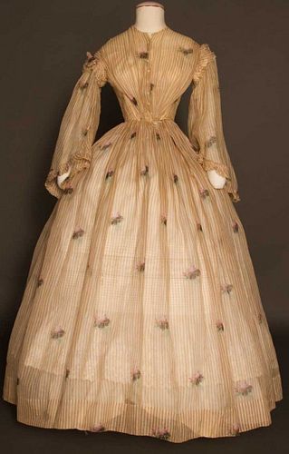 PRINTED VOILE DAY DRESS, 1850s