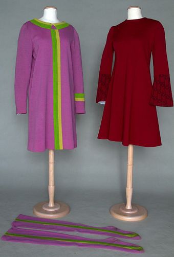 TWO RUDI GERNREICH WOOL KNIT DAY DRESSES, 1965-196
