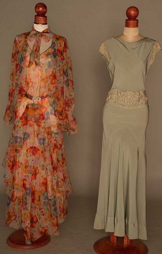 TWO LONG SUMMER GOWNS, 1930s