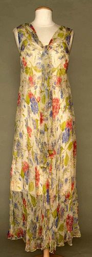 TWO FLORAL CHIFFON DAY DRESSES, 1930s