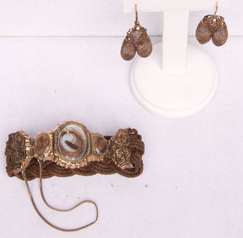 GOLD & HAIR MOURNING JEWELRY, 1850s