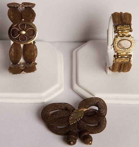 THREE PIECES HAIR JEWELRY, MID 19TH C