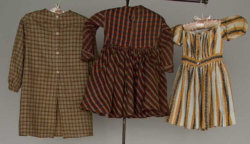 THREE LITTLE GIRL'S DRESSES, 1840-1870