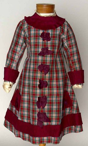 CHILD'S WOOL BUSTLE OUTFIT, 1880s