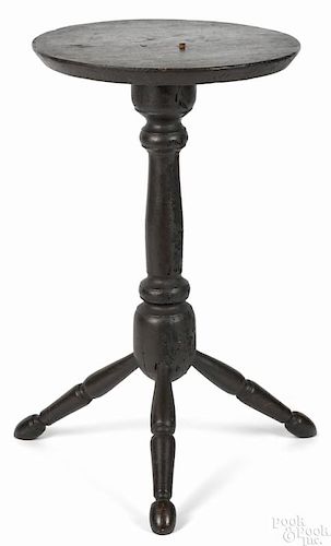 Painted pine candlestand, late 18th c., retaining an old Spanish brown surface, 28 1/4'' h.