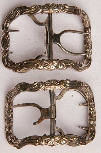 PAIR SILVER SHOE BUCKLES, ENGLAND, 18TH C