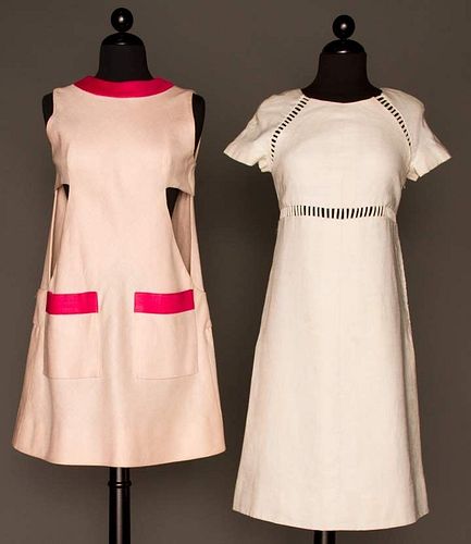 TWO LINEN MINI DRESSES, 1960s