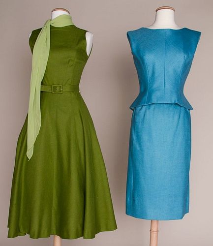 TWO AMERICAN DESIGNER LINEN DRESSES, 1955-1965