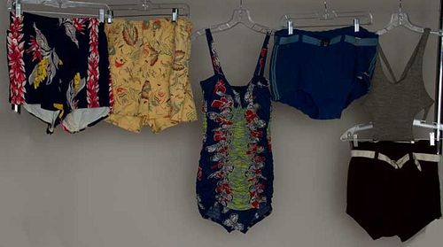 FIVE SWIMSUITS, AMERICAN, 1930-1950