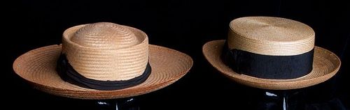 TWO MEN'S STRAW HATS, 1890-1920