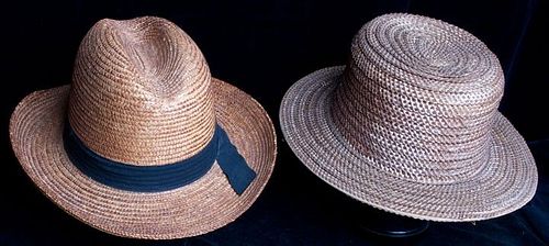 TWO MEN'S STRAW HATS, 1890-1930