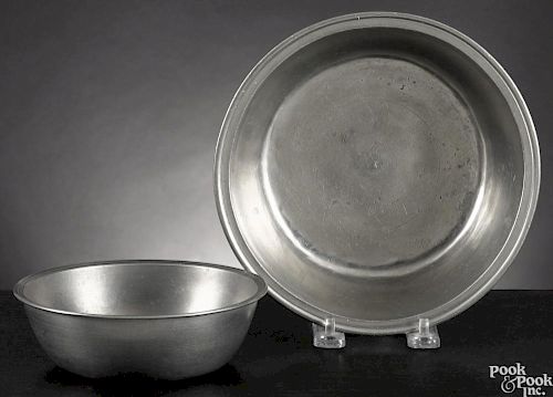 Two Springfield, Vermont pewter basins, ca. 1810, bearing the touch of Richard Lee, 2'' h.