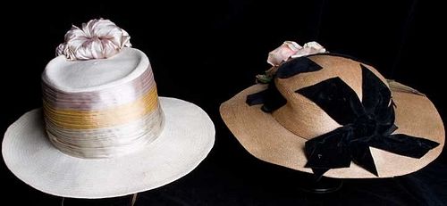 TWO LADIES' STRAW HATS, 1910-1915